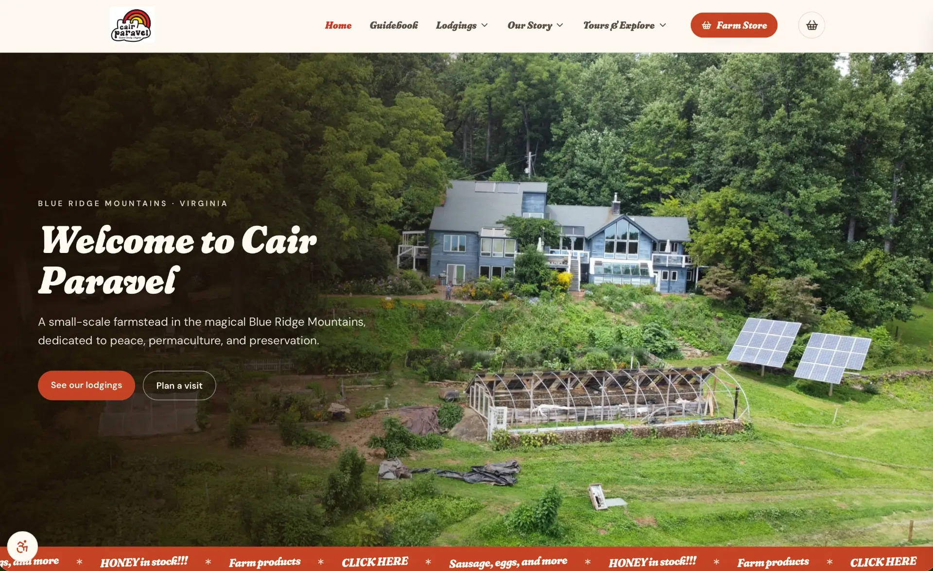 Cair Paravel Farmstead website homepage